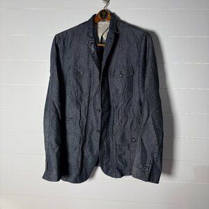 Banana Republic Heritage Collection Dark Denim Zip/Button Blazer Jacket Sz 44L